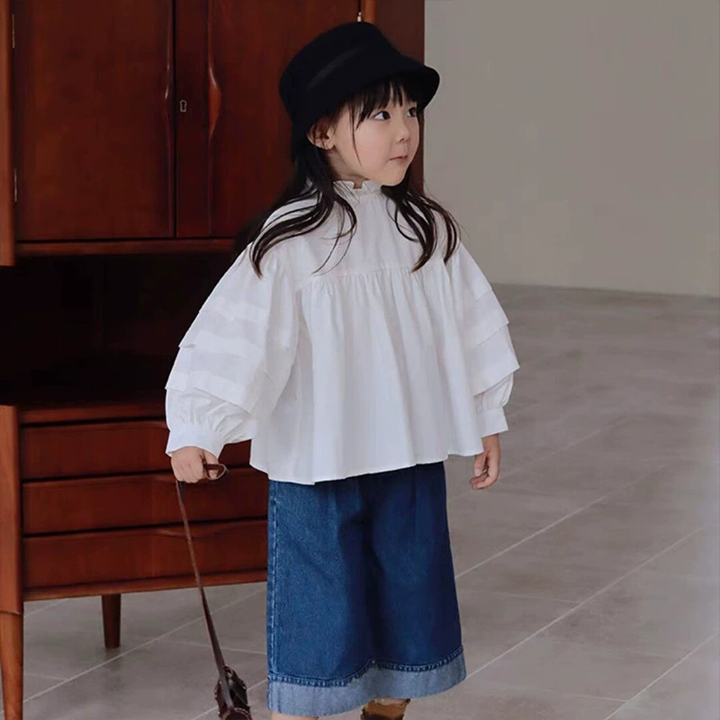 Рубашка с рюшами для девочек 2025 новый стиль для девочек