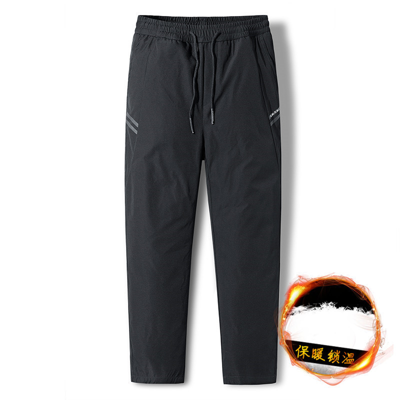 New winter men's thickened warm white duck down trousers, trendy couple style, popular online influencer style, elastic waist pants