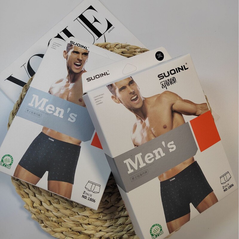 Special Offer 2 Pieces Boxed Men's Boxer Briefs Simple Cotton Boxer Shorts Antibacterial Breathable Mid-Waist Boxer Shorts