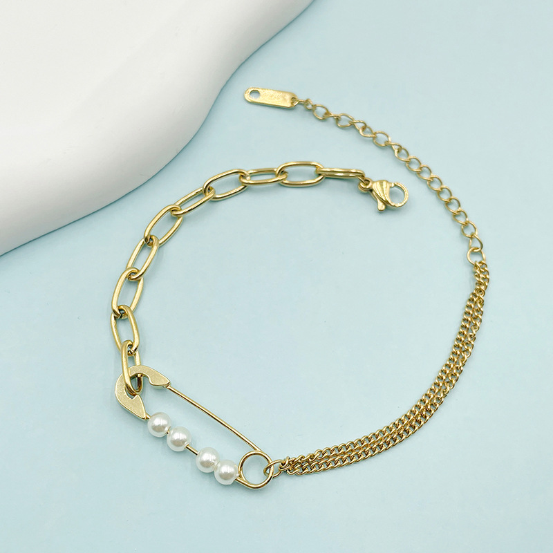 Simple Style Geometric Stainless Steel Plating Artificial Pearls Bracelets