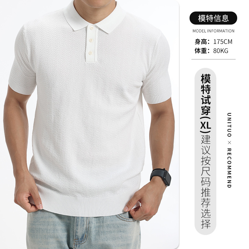 Transfronterizo texturas de hielo de alta calidad polo camiseta de hombre con solapa de manga corta camiseta de negocios casual de hombre