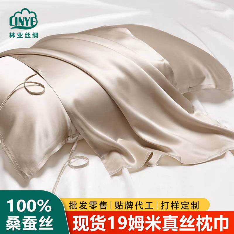19mm Heavyweight Class a Silk Pillow Cover 100 Mulberry Silk Pillow Cover for Home Business Trip Simple Strap Silk Pillow Cover
