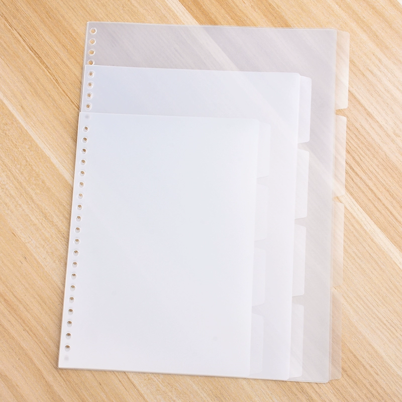 Рожная переплет лист бумаги классифицирует бумагу для классификации матового песка PP перегородки a4/B5/A5 пластиковые разделитель страницы