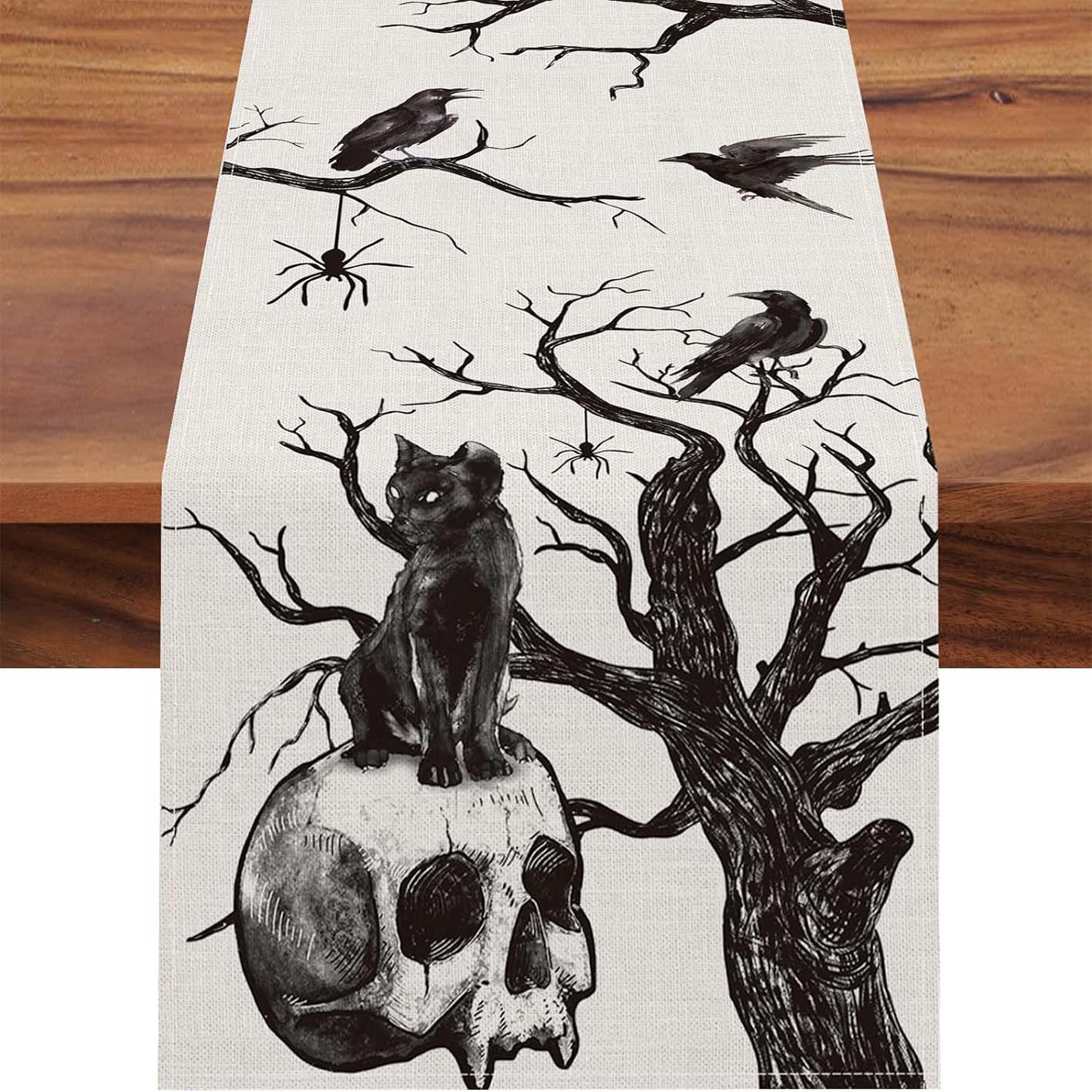 Transfronterizo 2024 Amazon nuevo Halloween calabaza festivales lino tabla bandera tabla de mesa comedor tabla de té tabla de bandera