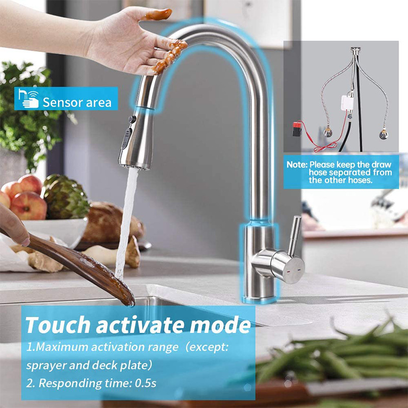Smart touch 304 stainless steel kitchen hot and cold water faucet induction stretch anti-splash faucet dishwasher Item Picture