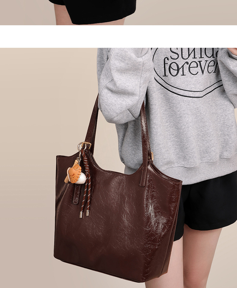 Túi tote nữ cỡ lớn phong cách vintage đi làm — màu cà phê chi tiết 4