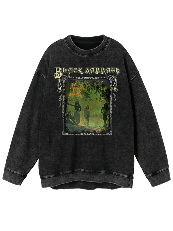 New Black Sabbath Black Sabbath Band American Retro Rock Style Washed Round Neck Sweatshirt for Men