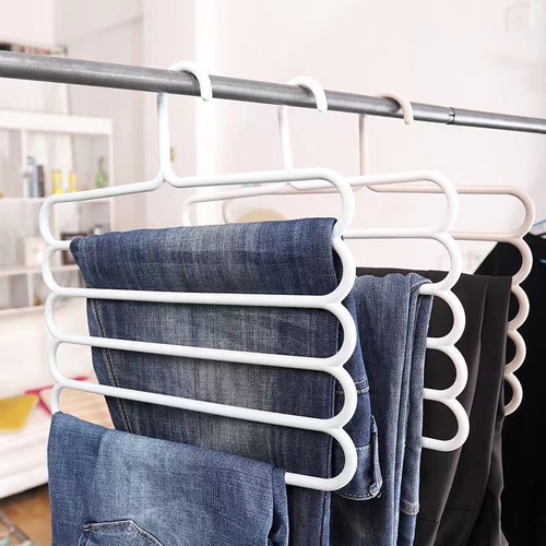Creative multi-functional five-layer pants hanger drying rack multi-layer space-saving anti-skid pants cabinet storage rack