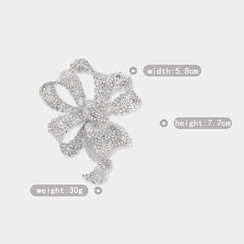 High-end heavy industry full diamond bow brooch, court style elegant corsage pin accessories_voghion.com