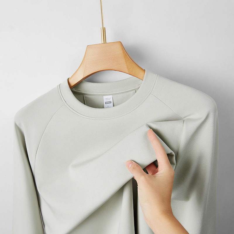 Hottem infrarrojo lejano camiseta de manga larga para hombre acolchado calentamiento otoño y invierno simple color sólido grueso camiseta de cuello redondo para hombre