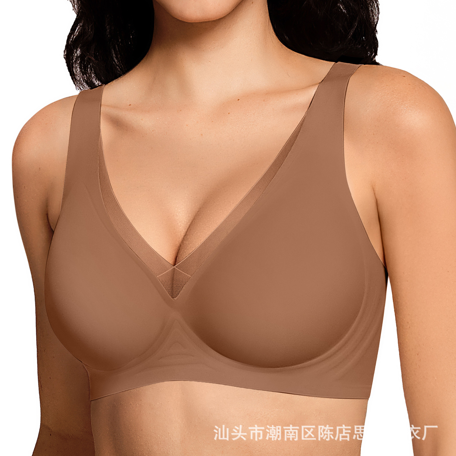 Europa y los Estados Unidos transfronterizos profundos V sin marcas sin anillo de acero sostén de comercio exterior ropa interior reunida Europa y los Estados Unidos Amazon explosión delgada superficie lisa