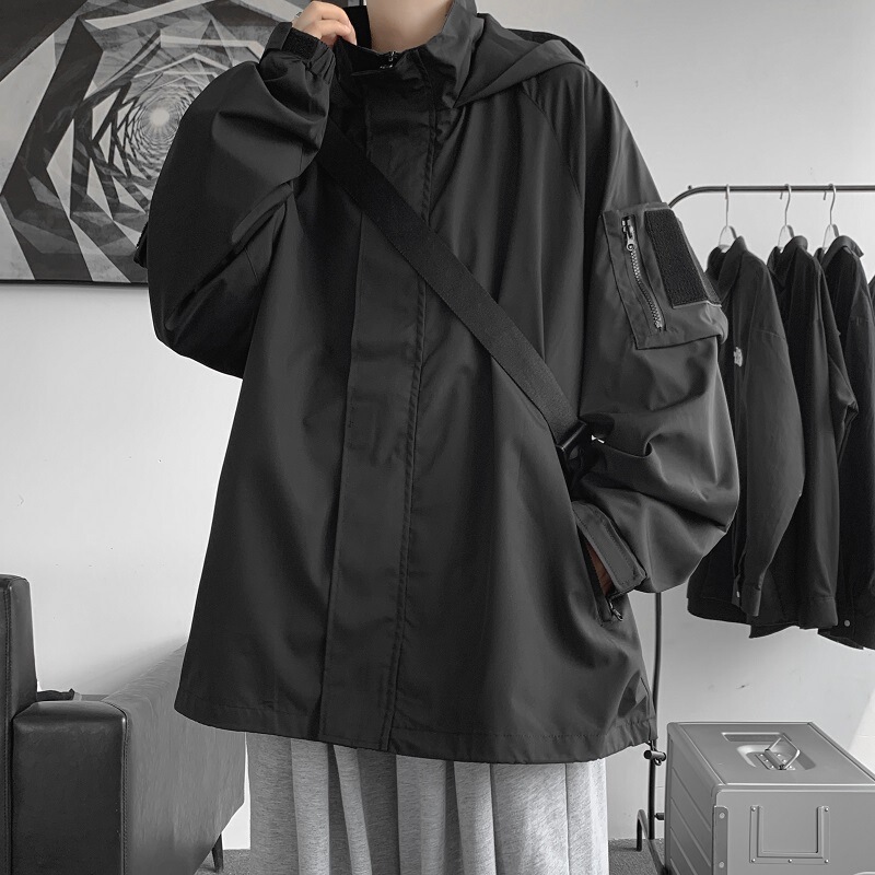 Velcro Jacket Men's Autumn Fashion Brand Outdoor Sports Hooded Jacket Ins Fashionable Loose Casual Jacket Velcro Jacket Men's Autumn Fashion Brand Outdoor Sports Hooded Jacket Ins Fashionable Loose Casual Jacket