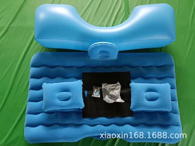Sales, Dropshipping, Car Inflatable Bed, Vehicle-mounted inflatable bed - pure-blue-rear-wave-pattern-inflatable-bed-long-legs-2-pillows-2