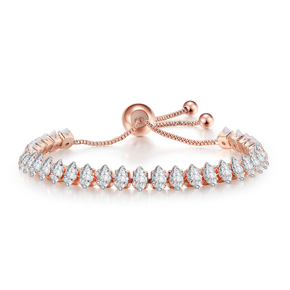 Pulsera de tenis europea y americana popular con piedra marquesa para mujer, pulsera ajustable de circonita de cristal de una sola fila,_voghion.com