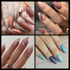 跨境美甲杏仁形甲模水晶延長快速光療延長甲片120片盒裝