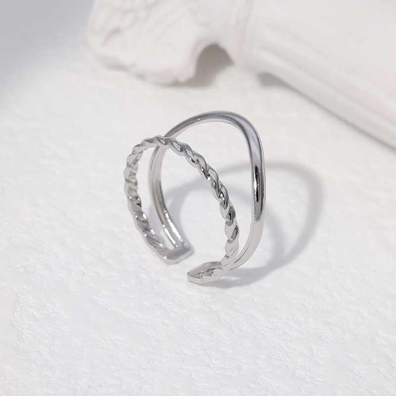 Simple Style Geometric Stainless Steel Lines Open Ring