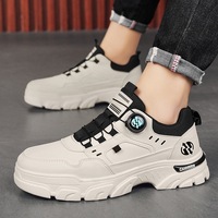 Men's shoes, trendy workwear, Martin boots, men's new 2024 spring casual low top trendy shoes, rotating buttons