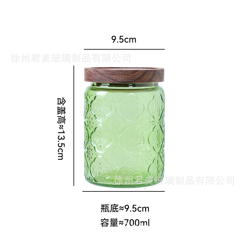 700ml tanque de almacenamiento de vidrio colorido begonia cocina casera granos de café té granos de granos latas de sellado al por mayor