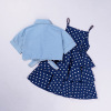 Children's summer clothing, denim jacket, skirt, set, European style, suitable for teen, western style, with short sleeve, suitable for import