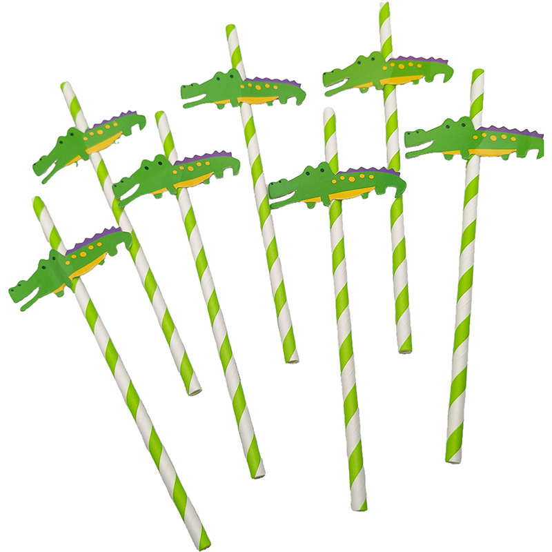 Tarjeta de celebridad en línea paja de papel degradable desechable limón sandía postre leche té fiesta paja decorativa