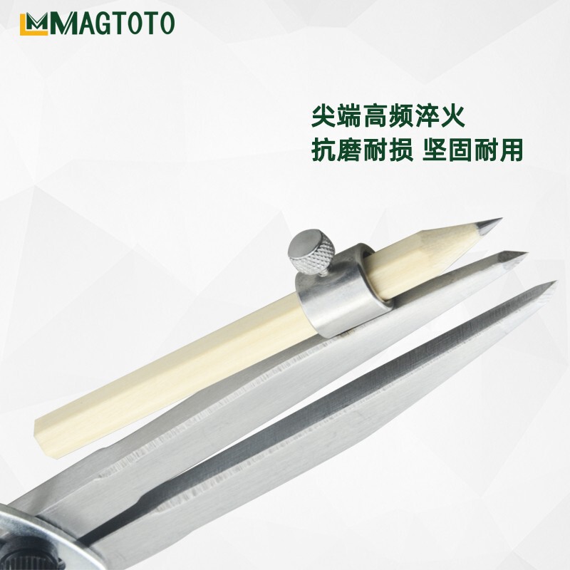 MAGTOTO 炭素鋼製羽根付きペンホルダー付き定規 レザー間隔定規 工業用コンパス 木工用線引き定規|undefined