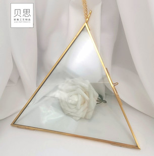 Creative DIY Metal Triangle Photo Frame Plant Dried Flower Specimen Glass Panel Modern Simple Picture Frame Chain Terms