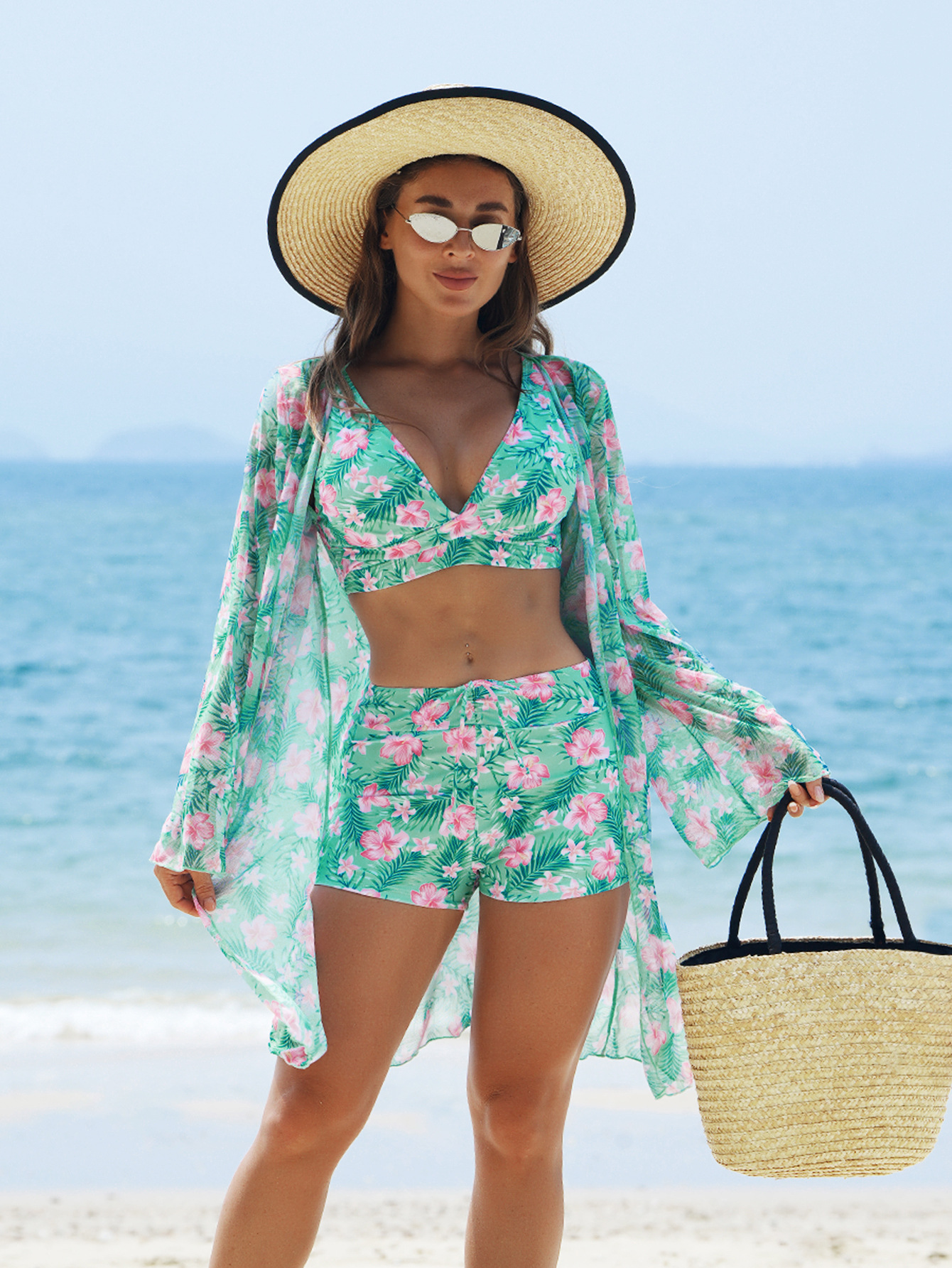 GraceChic Ming Yi New Fashion Sexy European And American Bikini BIKINI Three-Piece Women's Swimsuit Multi-Color High-End Printed_voghion.com