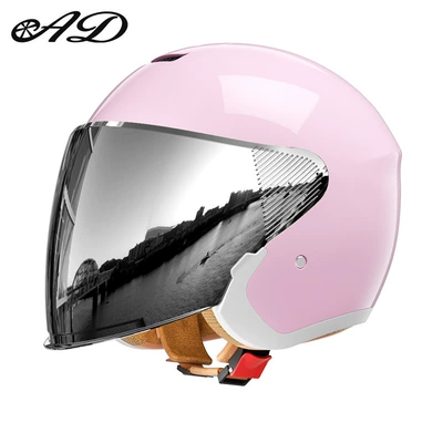 Motosiklet kaskı (dəbilqə): Electric Vehicle Helmet for Men - 3c-certification-light-pink-silver-plated-mirror-high-definition-mirror-one-size-fits-all-54-60-head-circumference