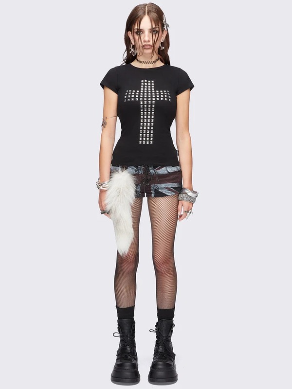 アメリカンストリートスタイルパーソナライズクロスホットダイヤモンドカジュアルスリムTシャツクロスボーダーラウンドネック女性トップス|undefined