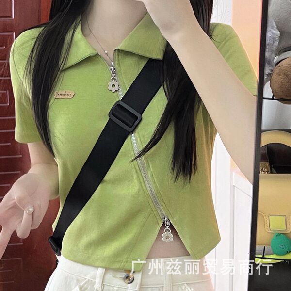 Short elastic cotton short sleeve T-shirt