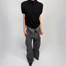 积淀禅宗刺绣微喇裤子男款条纹剑道西裤高级感直筒休闲弯刀阔腿裤