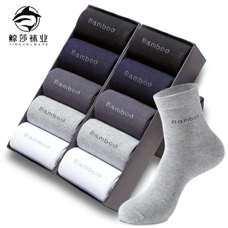 Socks Men's Bamboo Fiber Business Mid-Calf Socks Spring and Summer Breathable Versatile Sweat-Absorbent Socks Four Seasons Men's Socks Wholesale