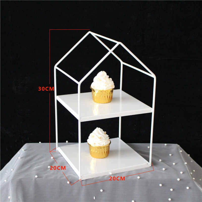 Estilo europeo blanco decoración de la mesa de postre soporte de exhibición de la torta de la boda estante merienda té de la tarde postre bandeja de pastelería image 12