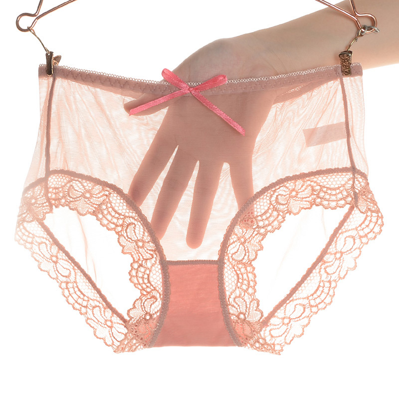 Algodón transparente sin marcas, calzoncillos de dama sexy, malla de encaje transpirable y fresco, calzoncillos de cintura baja.