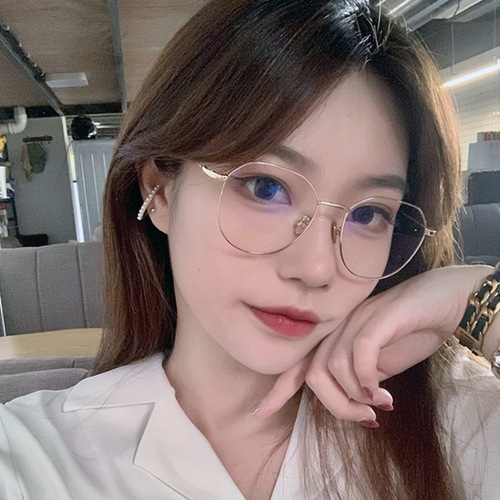 New metal flat mirror Internet celebrity small fresh anti-blue light glasses flat light anti-mobile phone radiation glasses 8057