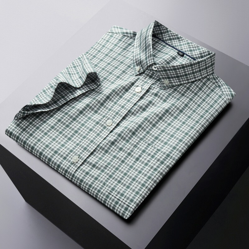 Summer New Plus-Size Men's Short-Sleeve Shirt, Loose Casual Square Collar Plaid Shirt for Big and Tall Men, Lightweight