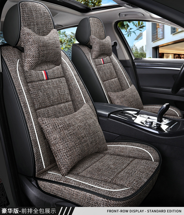 Factory Direct Sales Breathable Linen All-Season Wear-Resistant and Dirt-Resistant Full-Cover Linen Car Seat Cushion and Car Seat Cover