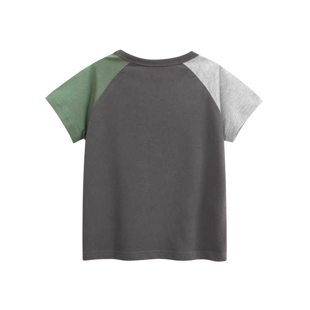 27kids camiseta de manga corta para niños verano nuevo estilo ropa de bebé niño oso de dibujos animados color a juego Douyin mismo estilo