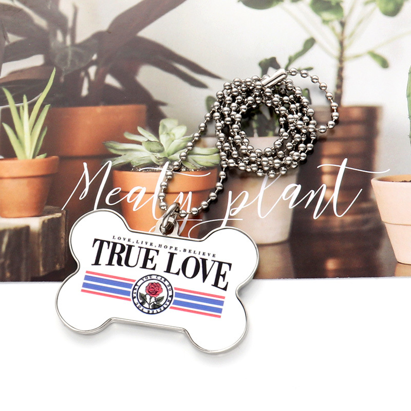 Transfronterizos Amazon blanco de transferencia térmica de metal collar de etiqueta de perro DIY colgante grabación para imprimir tarjeta de identificación de mascotas