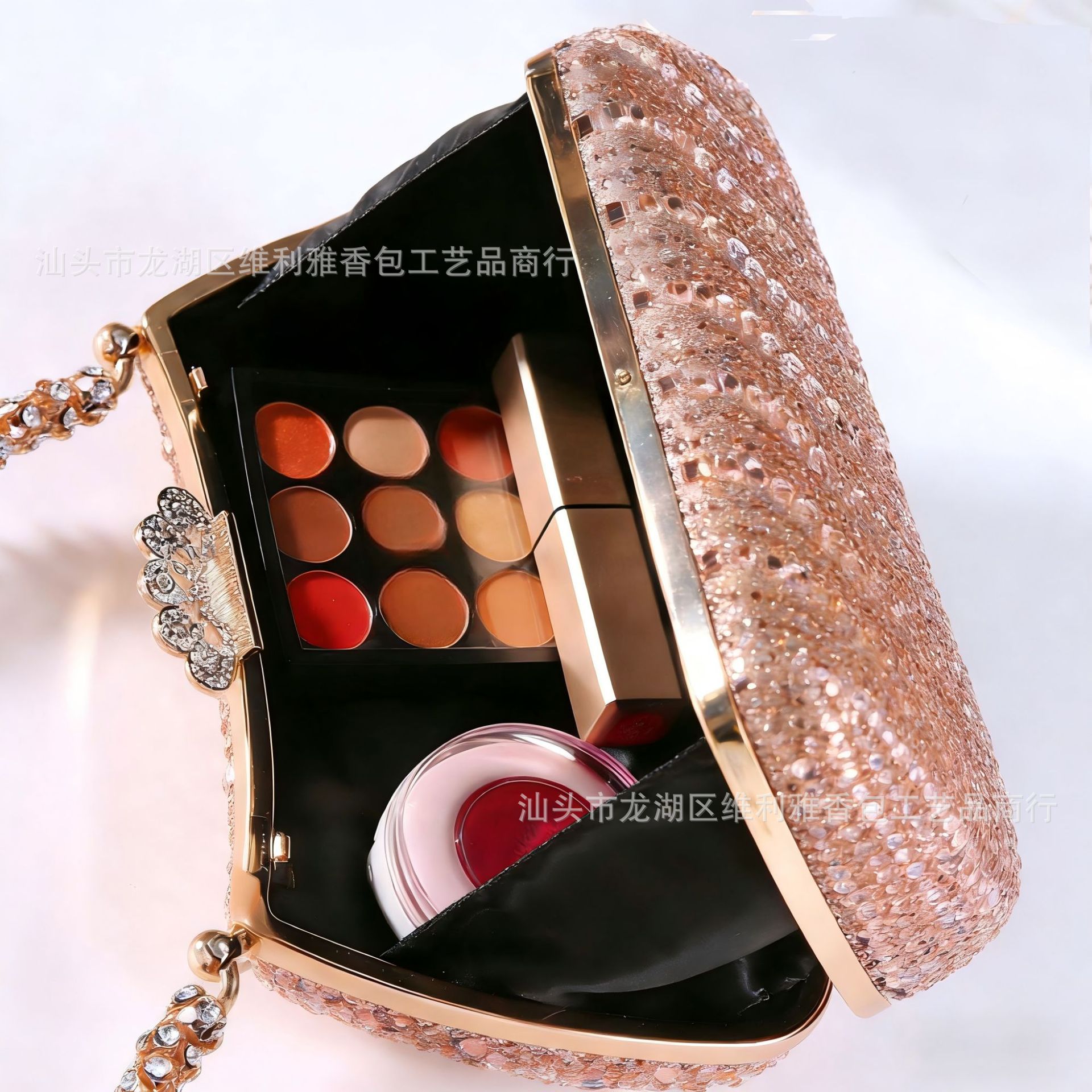 Luxury Sparkling Full-Diamond Square Evening Clutch Bag For Formal Dresses - Thumbnail 4