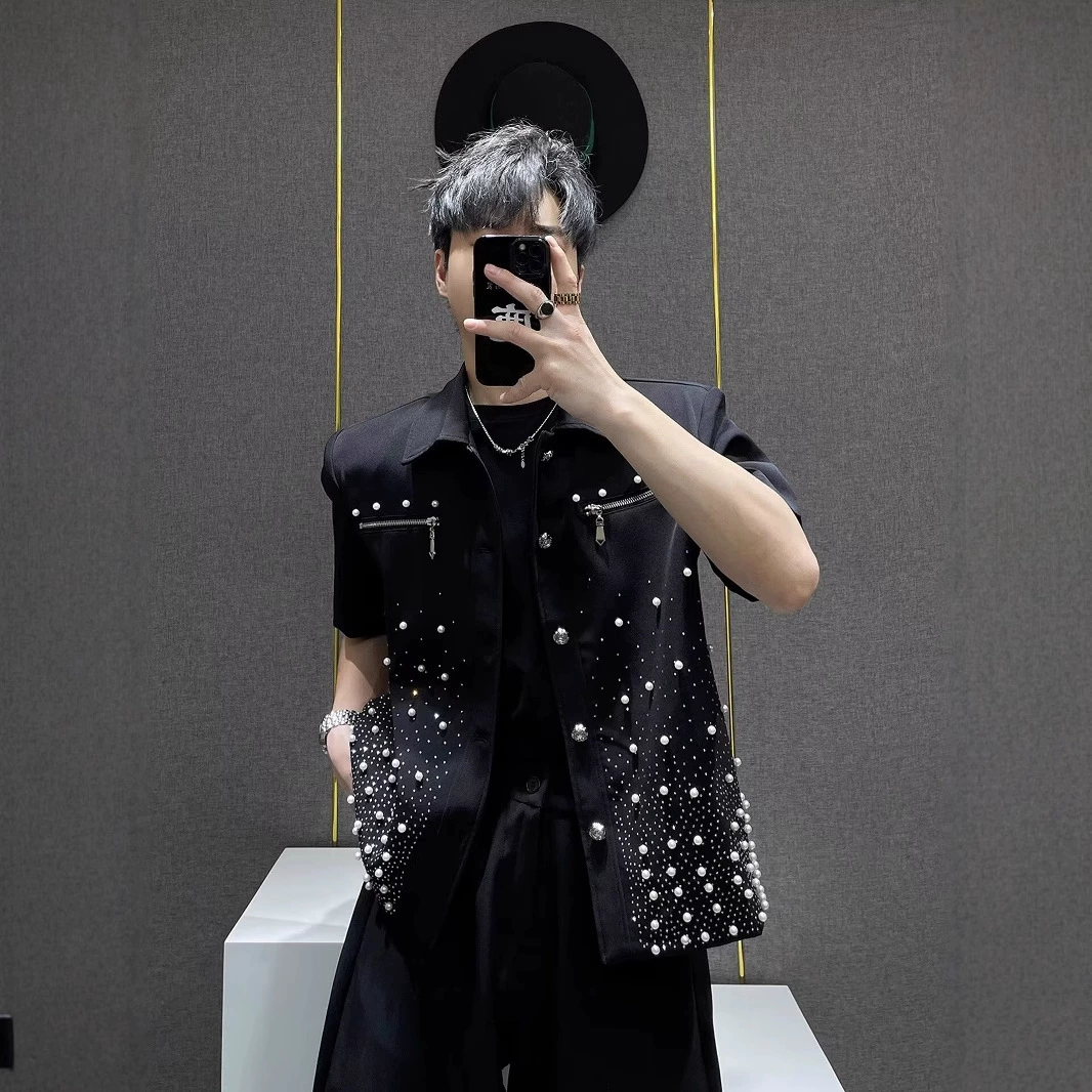 Новый осенний нишевый маленький пиджак со звездным небом и стразами, мужской высококачественный короткий повседневный костюм с подкладкой на плечах, модный