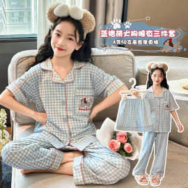 女大童睡衣夏薄款2026款女孩公主风超好看棉绸家居服儿童夏季套装