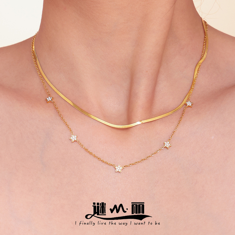 Brand necklace with zircon stainless steel