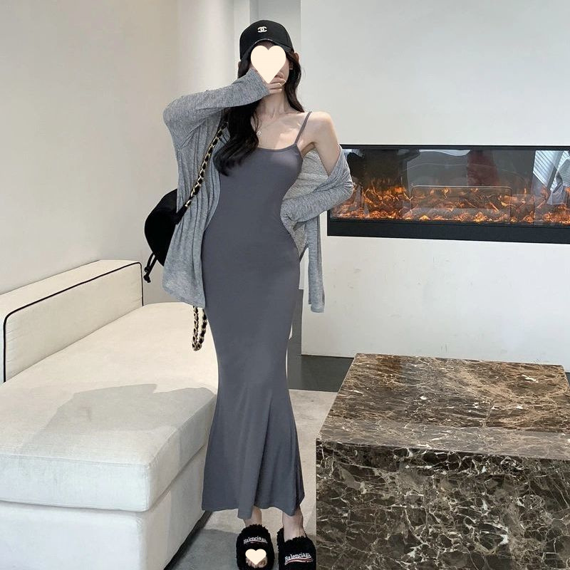 2025 新しい夏のスタイルの女性のウエスト痩身純粋な欲望ホットガールベストサスペンダーノースリーブ気質ドレス|undefined