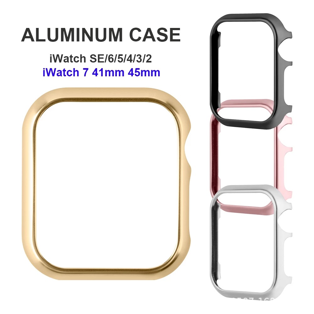 适用苹果手表铝合金表壳Apple watch 9876薄款镂空边框金属保护壳
