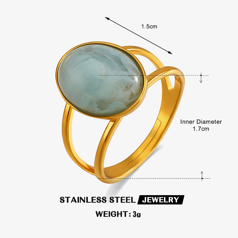 Bague Homme Géométrique Ovale En Acier Inoxydable Et Résine_voghion.com