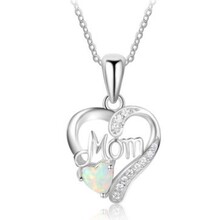 TEMU SHEIN 纯银项链 爱心澳宝镶锆母亲女吊坠 欧美跨境新品