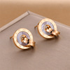 Golden earrings stainless steel, jewelry, European style, does not fade, pink gold, wholesale