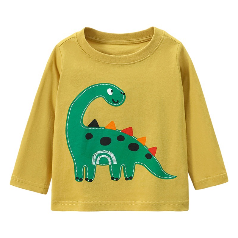 JOJOBEBE Europa y América ropa para niños Otoño Nuevos Niños Camiseta de manga larga de algodón de dibujos animados impreso camiseta de los niños