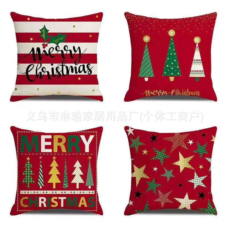 クロスボーダークリスマス枕感謝祭リネンショートぬいぐるみピーチスキンプリントクッション背もたれクリスマス枕カバー|undefined